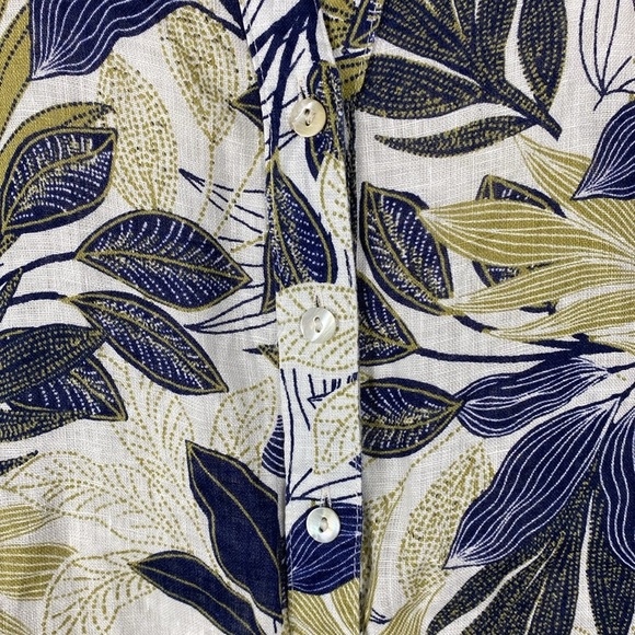 Tahari 100% linen leaf print button down top 1X vacation resort - Picture 3 of 13